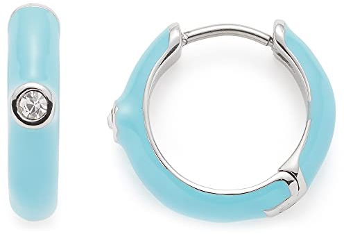 Leonardo Gigi Ohrringe, Klapp-Creolen aus Edelstahl mit Zirkonia-Stein, silber, hellblau, 1,6 cm, wasserfest, runde Kreolen, Schmuck für Damen, 022827