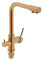 3-Wege Trinkwasserhahn Armatur, 360 ° Schwenkbar Küchenarmatur Wasserfilter Wasserhahn, 3-in-1 Wasserhahn Küche, Edelstahl 304, Trinkwasserhahn mit 2 Hebel (Gold)