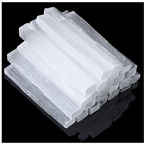 XIANNVXI 4 Large Selenite Sticks,12 Pcs Selenite Crystal Wands | White Raw Rough Crystals Bulk for Healing Reiki Wiccan Witchcraft Supplies,Protection Crystals