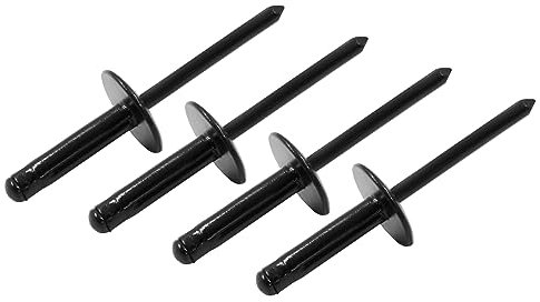BokWin 100 Stück Aluminium-Nieten, 1,9 cm x 1,27 cm, schwarz, großer Flansch, solide, Blindnietwerkzeug für Industrie, Möbel