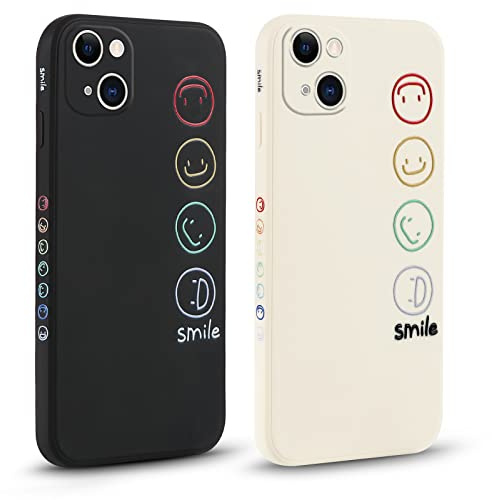 Pnakqil 2 stück Handyhülle für iPhone 14 Pro 6,1, Hülle Süßes Bemaltes Glücklich Lächeln Design Case Weiche Tasche für Damen Geschenk Modische TPU Dünn Stoßfeste Kameratasche Schutzhülle