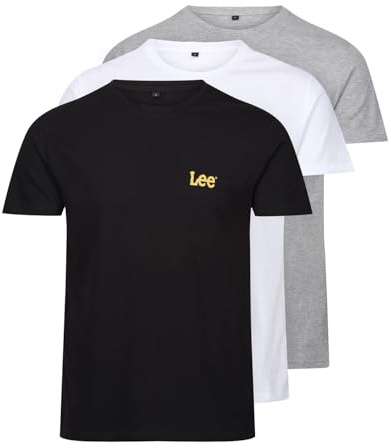 Lee Larkin Magliette Uomo (Pacco da 3) | T-Shirt Cotone Nero, Grigio, Bianco | Maglie Manica Corta, Palestra, Casual e Abbigliamento Quotidiano Confortevole