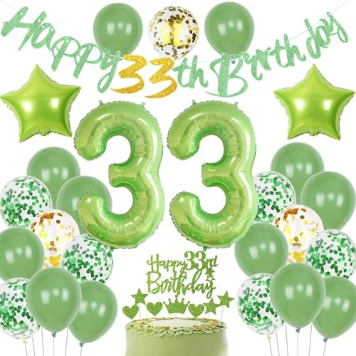 Grün Geburtstagsdeko 33 Mann, Grün 33 Geburtstag Deko Frau, Luftballons 33. Geburtstagsdeko Mann 33. Geburtstag, 33. Frau Ballon, 33. Party Deko