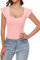 WOWENY Body da donna elegante, top estivo da donna, con volant, senza maniche, con scollo angolare, a costume, body da donna, Rosa balza, XL