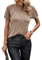 Famulily Women's Pleated Crew Neck T-Shirts, Ladies Lace Short Sleeve Summer Clothes Casual Tops Tee Shirts (XL, Khaki)