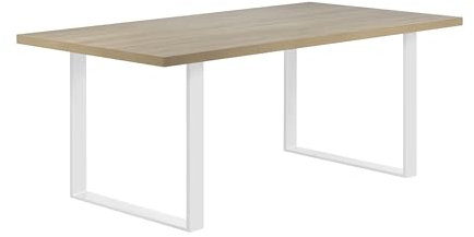 MOG CASA Mesa de Comedor Macon 220x100 cm Mesa de Cocina, Madera y Patas en Metal (Roble + Blanco)