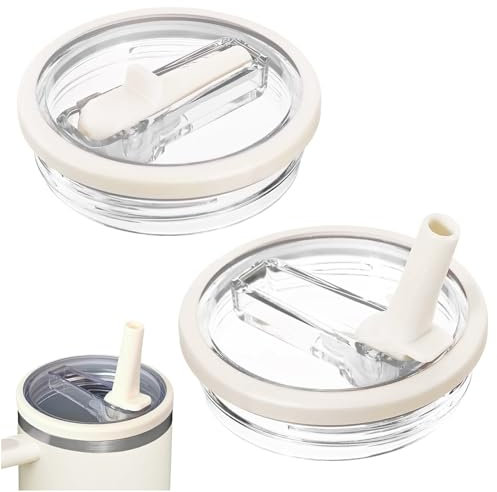 2Pcs Cup Lid with Straw for Stanley Replacement,Stanley Cup Lid Leakproof,Reusable Tumbler Cover,Leakproof Lids with Seal Ring for 40oz