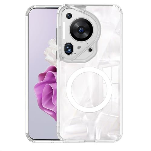 GIOPUEY Magnetische Handyhülle für Huawei Pura 70 Ultra Hülle, Case Kompatibel mit MagSafe, Transparent PC Zurück + TPU Bumper Stoßfeste Schutzhülle - Clear