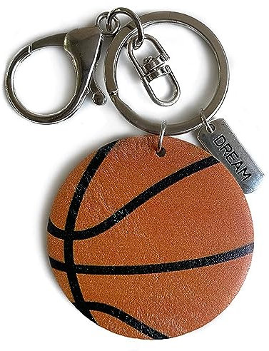 Porte - Clés 3 Pièces De Porte-Clés En Bois Ballon Sport Rugby Football Baseball Basket-Ball Pendentif Orange