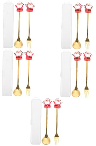 TOPBATHY 5 Sets Party Set Stainless Steel Dessert Forks Elegant Christmas Tableware Dinnerware