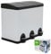 Amig - Cubo de Basura Triple con Pedales 45 litros - 3 Compartimentos Extraíbles de 15 litros - Cubo de Reciclaje para Cocina - Acero - 60 x 37 x 49 cm - Blanco