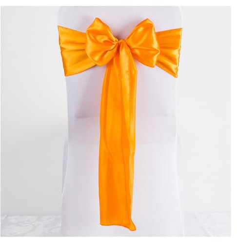 Orange Satin Stuhlschleifen 17x275cm 25 Stück Perfekt für Hochzeitsdeko Bankett Geburtstagsfeier Elegante Satin Schärpen und Fliegen für Hotel oder Wohnkultur
