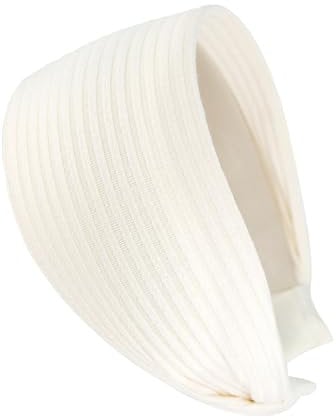 axy Breiter Haarreif aus Strickstoff Wunderschön Damen Stirnband Haarschmuck Haarreifen Hairband HR38A (Weiss, Extra breit)