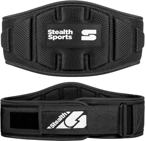 Stealth Sports Gewichthebergürtel, 16,5cm Rückenstütze Gepolstert Trainingsgürtel Auto-Lock-Schnalle Neopren Fitnessgürtel Herren Damen Fitness Bodybuilding Kreuzheben, Kniebeugen (Black, M)