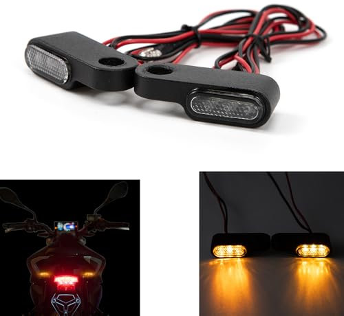 evomosa Motorrad Mini LED Blinker Licht Fließend Blinkende Blinkerlampe Für Motorrad Scooter Cafe Race (Schwarz)