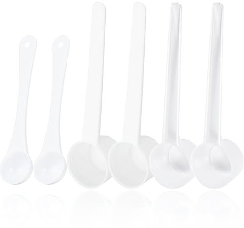 EORPAVU Juegos de cucharas medidoras Taza medidora de 4 piezas con 2 cucharas pequeñas, cuchara 5G, cuchara medidora de clara de huevo transparente (blanca y transparente)