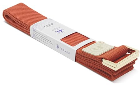 Foyer Nuage Sangle de Yoga en Coton pour Étirement, Ceinture avec Fermeture en Métal Boucle, Réglable pour Débutants et Avancés, pour Pilates, Danse, Gym, Kiné (Orange 2,5 m)