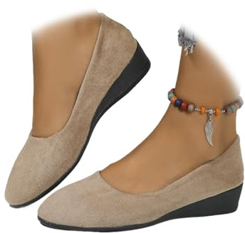 Zapatos de cuña cómodos para mujer, ligeros, no deslizantes, de tacón bajo, con cuña, informales, para trabajar, bailarina y corte