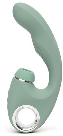 Lovehoney Pulsing G Spot Vibrator & Clit Sucker Stimulator for Women, Sage | Dual Stimulation Silicone Vibrating Dildo, Clitoral Suction Adult Toy, Sexual Pleasure Massager Tool, Sex Toys for Couples