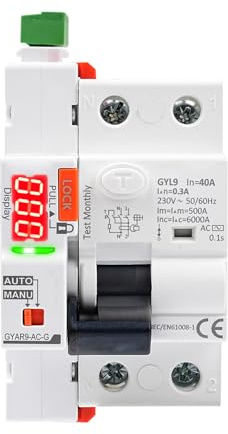 Jadeshay Magnetotermico Differenziale 40A 300mA,Interruttore Differenziale a Riarmo Automatico LED Display e Indicatore RCCB con Protezione contro le Perdite,Salvavita con Riarmo Automatico Tipo AC