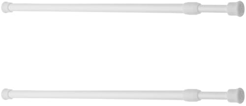 HIAKDOFT 2 pièces Barre Extensible Tringles Rideaux Ajustables sans Perçage Barres Tension pour Fenêtres Placards et Portes Coulissantes Finition Blanche Antidérapante