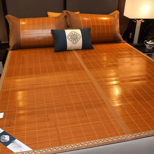 Kühlende Bambusmatte für den Sommer, Bambus-Isomatte für Erwachsene, Kinder und Senioren, unverzichtbares Schlafzimmer-Accessoire, 200 x 220 cm, atmungsaktiv und umweltfreundlich