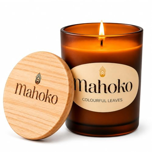 Mahoko Duftkerze im Glas Vanille & Orange, 100% Sojawachs, 45h Brenndauer | Handgemachte Duftkerzen Herbst & Winter, Holzdeckel mit edler Lasergravur, Geschenk für Frauen & Freundin, Made in Germany