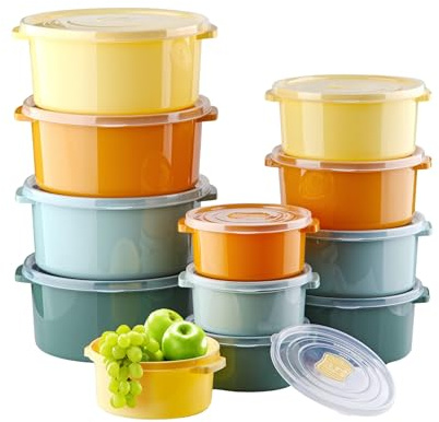 Ginza Maison Vorratsdosen aus Kunststoff mit Belüftungsdeckeln, 12-teiliges Set (24 Teile) – Mit Griffen, BPA-frei, für Mikrowelle, Gefrierschrank & Spülmaschine, ideal für Meal Prep (Pastell)