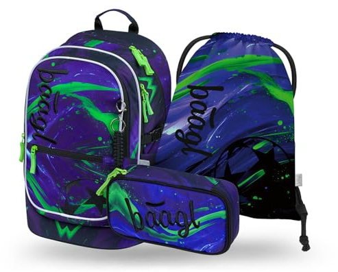 Baagl Schulrucksack Set Jungen Mädchen 3 Teilig 25 l - Football Champion