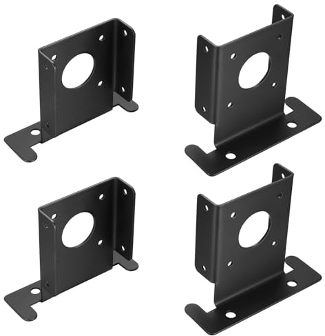 ANBEEISS 4 Pz Supporto per Pali Regolabile, Nero, 90 mm | Staffa di Base, Recinzione, Ancoraggio Terrazza e Gazebo, Piastra Travi Legno Esterno, Fissaggio