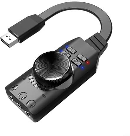 Fauhapyway PLEXTONE GS3 USB 7.1 Virtual Surround Soundkarte für PC-Gaming, Treiber-externer Audio-Adapter, Mikrofon-Unterstützung,