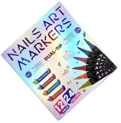Unguis Stifte, 12 Stück, 24 Farben, weiche Spitze, Nagelkunststifte, wasserdicht, schnell trocknend, Doppelkopf Nagelmarker für Salon, Maniküre, Design, schnell trocknend