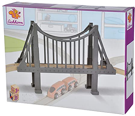 Eichhorn 195023 100001510 - Bahn, Hängebrücke, 3-TLG., enthält: Brücke, 2X Schiene, Streckenläge: 70cm, FSC 1 Zertifiziertes Buchenholz, mit Fast Allen Schienenbahnen kombinierbar