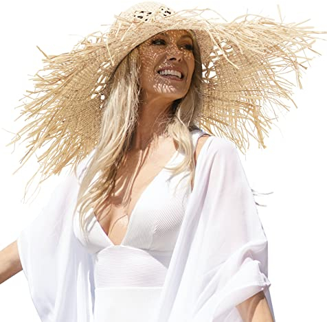 GEMVIE Chapeau Capeline Paille Soleil Plage Voyage Jardinier Femme Été Maille