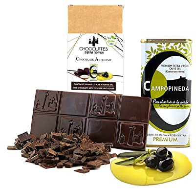 Chocolate negro artesano con aceite de oliva y flor de sal
