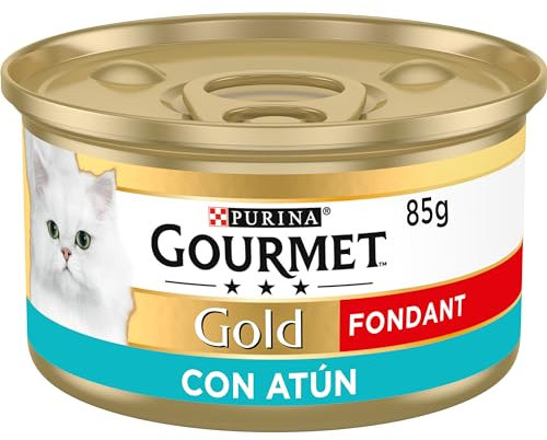 GOURMET Gold Fondant, Comida Húmeda para Gato Adulto, Mousse de Atún con Salsa, Pack de 24 Latas de 85 g