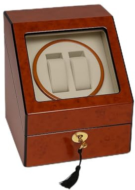 Perloro Carica Orologi Automatici Watch Winder 2 Orologi + 3 Supporti – Scatola Porta Orologi Elegante in Legno con Rotore Silenzioso, Movimento Automatico, Custodia Espositore Orologi da Collezione