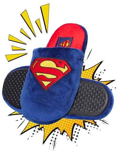 soxo DC Comics Superman Hausschuhe Herren Cozy Slipper Lustig Pantoletten 43-44 Superman Hausschuhe