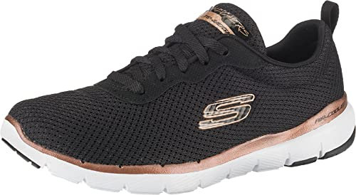 Skechers Femme Flex Appeal 3.0-first Insight Baskets, Noir Black Mesh Rose Gold Trim Bkrg, 40 EU