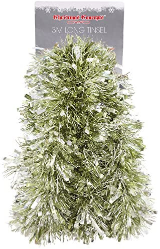 Christmas Concepts® 3m / 9.8ft Chunky/Fine Christmas Tinsel - Christmas Decoration Tinsel (Mint Green)