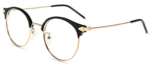 Firmoo Blaulicht Lesebrille 1.0x für Damen Herren, Anti Blaulicht Computerbrille mit Sehstärke, Runde Transparente Lesehilfe Blaulicht Schutzbrille Blendfrei Kratzfest