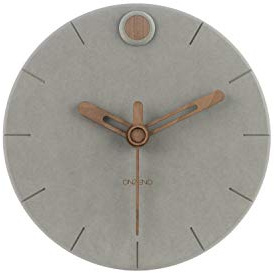 ONZENO Design Wanduhr 'THE Scandi.' ohne Tickgeräusche | Leise Quarzuhr, Durchmesser 29 cm, Tiefe 0,9 cm, Grau/Braun
