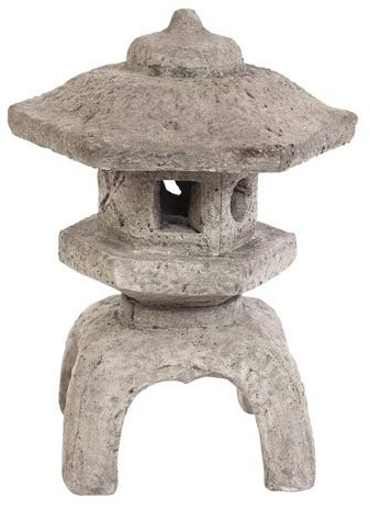 Solid Rock Stoneworks Medium 3-Piece Japanese Lantern – 22 H x 17 W x 17 D – Concrete Garden Statue – Outdoor Pagoda Decor – Heavy Stone Sculpture – Made in USA
