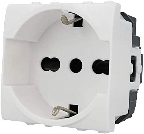 Sandasdon SD41400B Presa Schuko 2P+T Bianco - Compatibile con Bticino Living