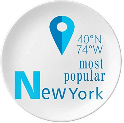 New York Geography Coordinates Assiette décorative en porcelaine