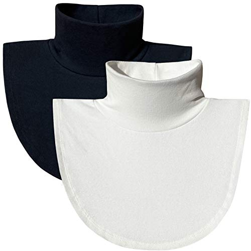 Shinywear Fake Rollkragen-Dickies für Damen, abnehmbarer Rollkragenkragen, halber Mock Rollkragen, Baumwolle, 2 Stück, einfarbig, Einheitsgröße
