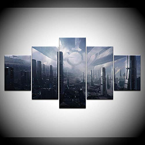 Citadel Mass Effect 5 Stück Wallpapers Moderne Modulare Plakatkunst Leinwandmalerei Für Wohnzimmer Home Decor(Gerahmt)