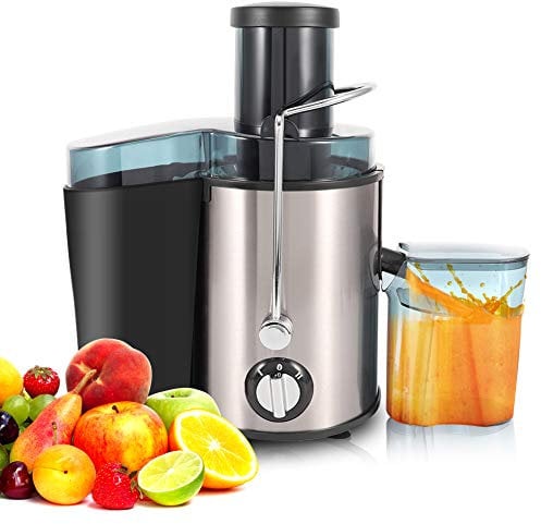 Ejoyous Extracteur de jus de fruits et légumes - 500 ml - Extracteur de jus centrifuge - Réglage de la vitesse de rotation avec deux vitesses - Centrifugeuse avec ouverture de remplissage de 75 mm.
