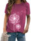 WIEIYM Damen Kurzarm T-Shirt Löwenzahn Drucken Tshirt Tops Sommer Basic Tee Shirt Frauen Leicht Tunika Jugendlich Mädchen Mode Rundhals Bluse Oberteile (Rosig, XL
