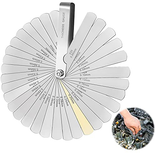 Feeler Gauges Stainless Steel Feeler Gauge Dual Markered Imperial | and Metric Feeler Gauge Set 32 Blades Valve Feeler Gauges Spark Plug Feeler Gauges mm feeler gauges imperial(0.04-0.88mm)